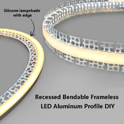 Recessed Bendable LED Aluminum Profile Silica gel diffuse channel DIY Frameless Hidden Curved Ceiling Drywall Linear Strip Light