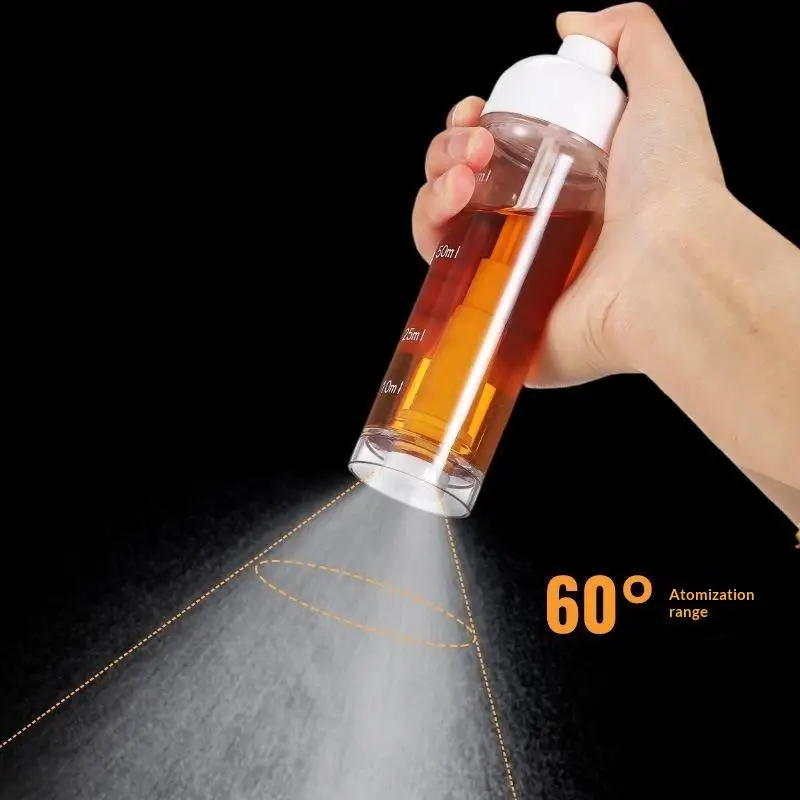 [Downward Spray Oil Mister Transparent Oil Sprayer With Measuring Scale Refillable Oil Dispenser For Kitchen 1PC]