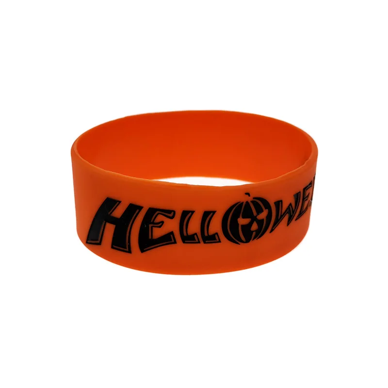 25 Stück, 2,5 cm breite Halloween-Silikonarmbänder, Party- und Festivalarmbänder, schwarz und orange. – Detail 5
