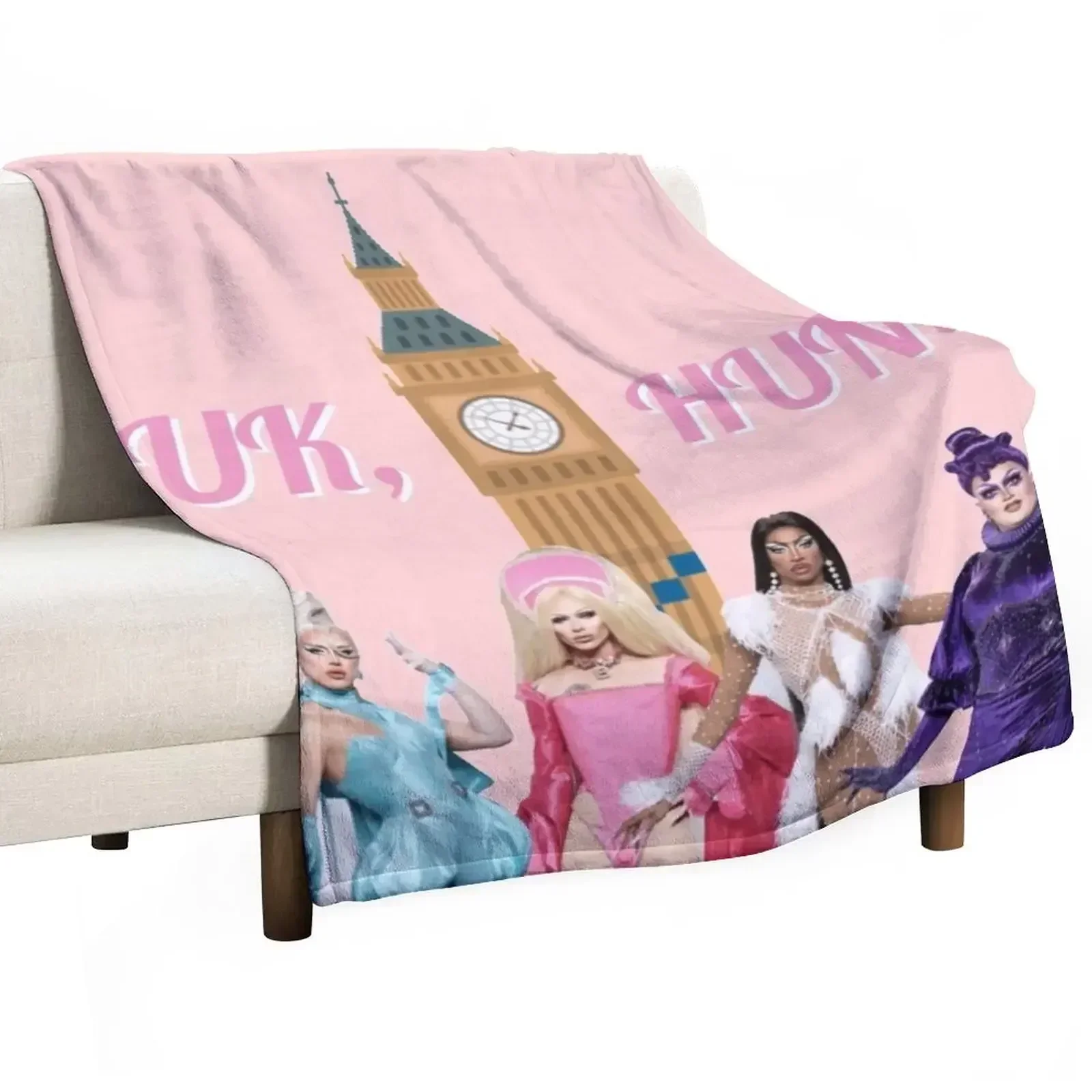 Uk, Hun RuPauls Drag Race UK United Kingdolls Throw Blanket Decorative Sofas Warm Softest Blankets