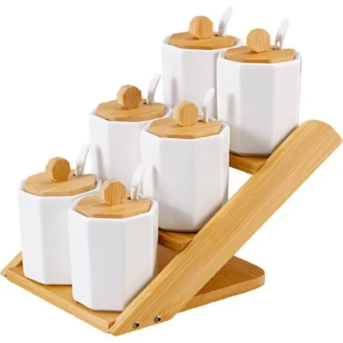 Acar La Pure 6lı Bamboo Standing Porcelain Spice Set