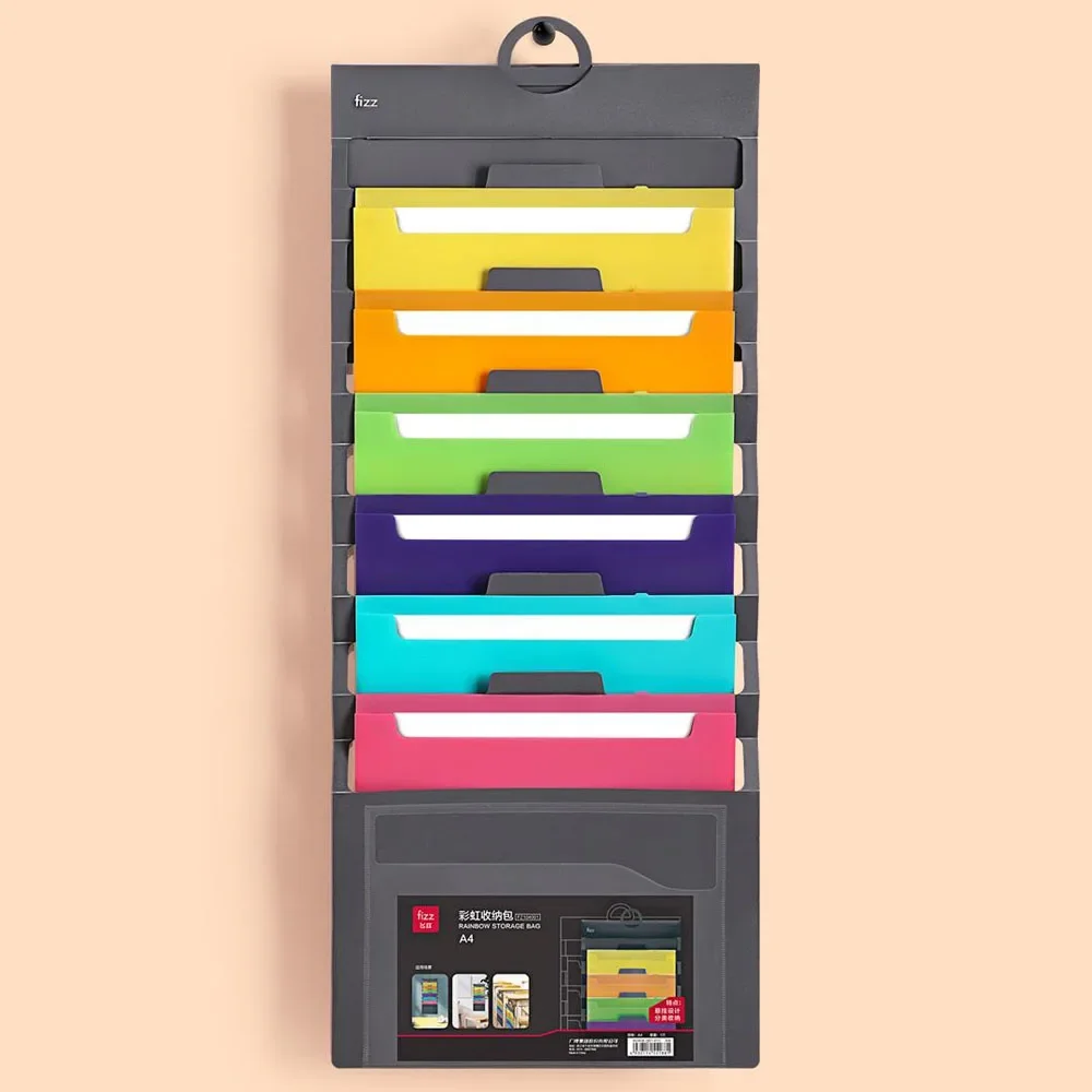 xiaomi Fizz Rainbow Accordion Bag File Organizer Multi-layer Folders Pouch Hanging A4 Size Document Organizer Expanding Manager