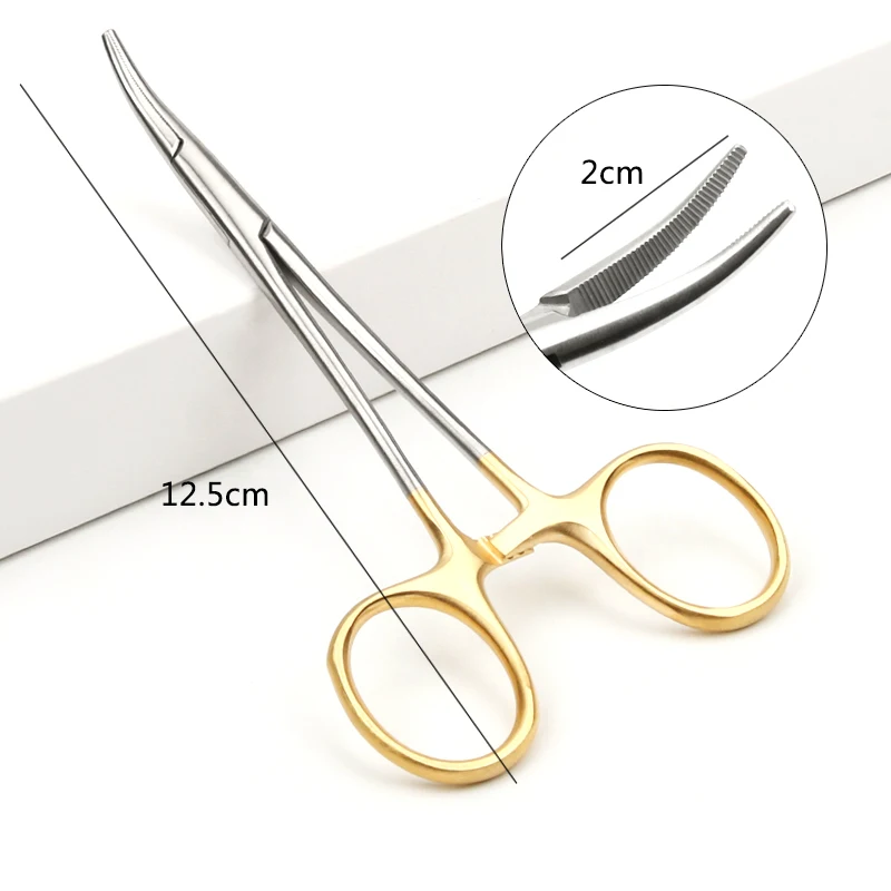 1pc Stainless Steel  Medical Dental Surgical Needle Holder Hemostatic Forceps Clamp Straight/Elbow Surgical Tool