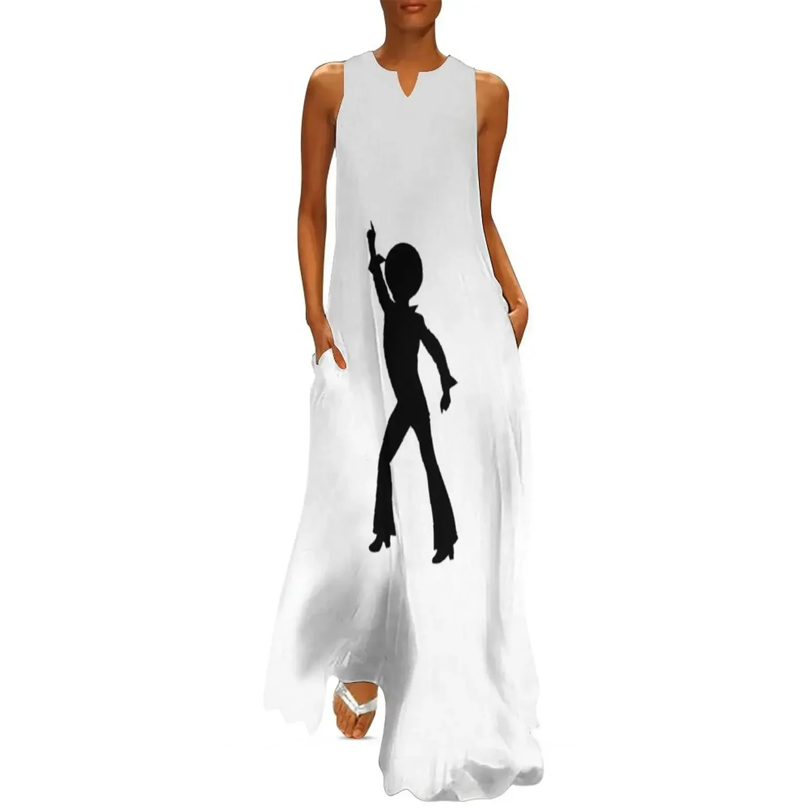 

disco point john travolta saturday night fever dance Long Dress elegant dress Clothing female evening dress woman