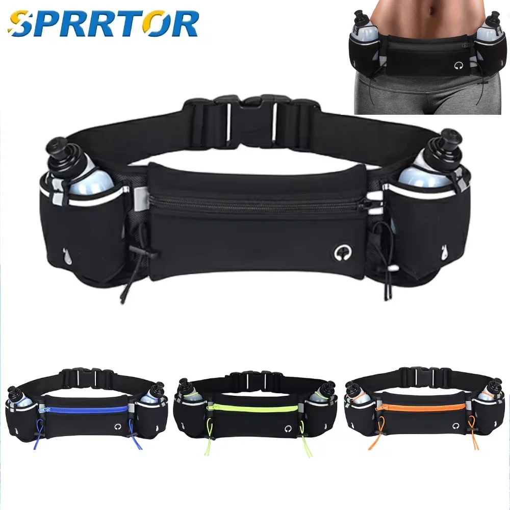 

1PCS Hydration Running Belt with Water Bottles for Men & Women – Running Water Bottles, Water Resistant Pouch Fits All Phones