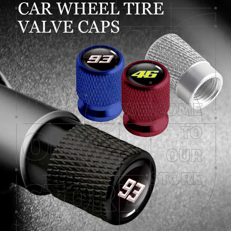 لرقم. 93 46 MotoGP ياماها دوكاتي شعار 4 قطعة دراجة نارية سيارة عجلة الإطارات صمام الألومنيوم قبعات الإطارات الجذعية يغطي الغبار مقاوم للماء #1