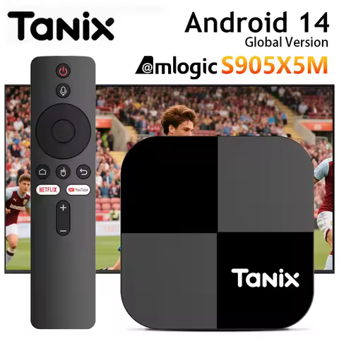 Tanix TX5 PLUS Android 14.0 Smart TV Box 4GB 32GB Amlogic S905X5M 2.4G/5G Wifi5 4K BT5.0 1000M DDR4 Media Player Set Top Box