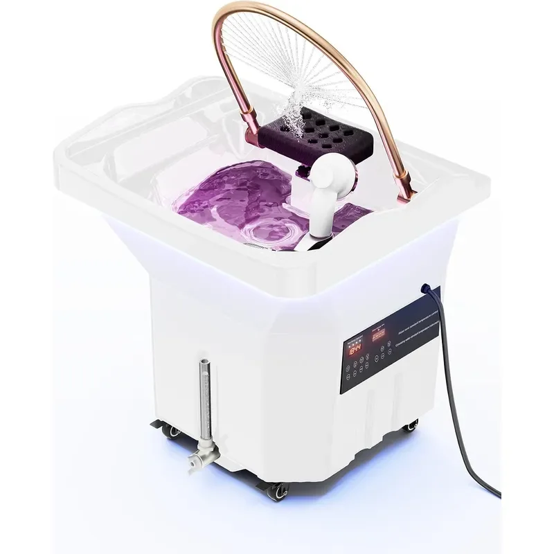 Professional Head Spa Equipment Portable Shampoo Bowl with LED Light Therapy 60L Large Water Tank Constant Temperature Water