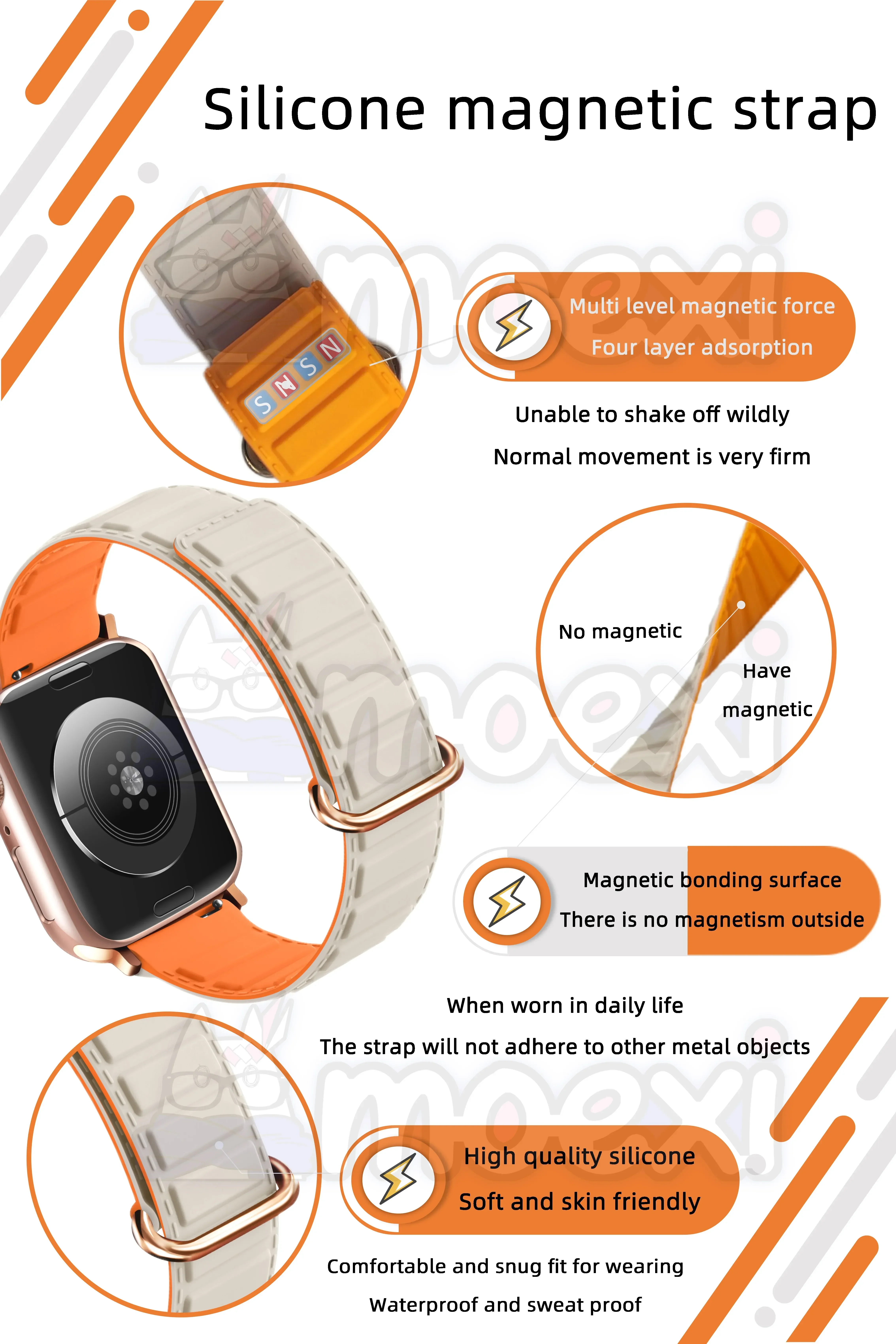 For ZD8 Ultra New Silicone magnetic Strap IWO7 DT ULTRA S7 Watch X22 DT7 DT100 PRO MAX Hello3+ Pro HW22 GS7 S10 Smartwatch Band