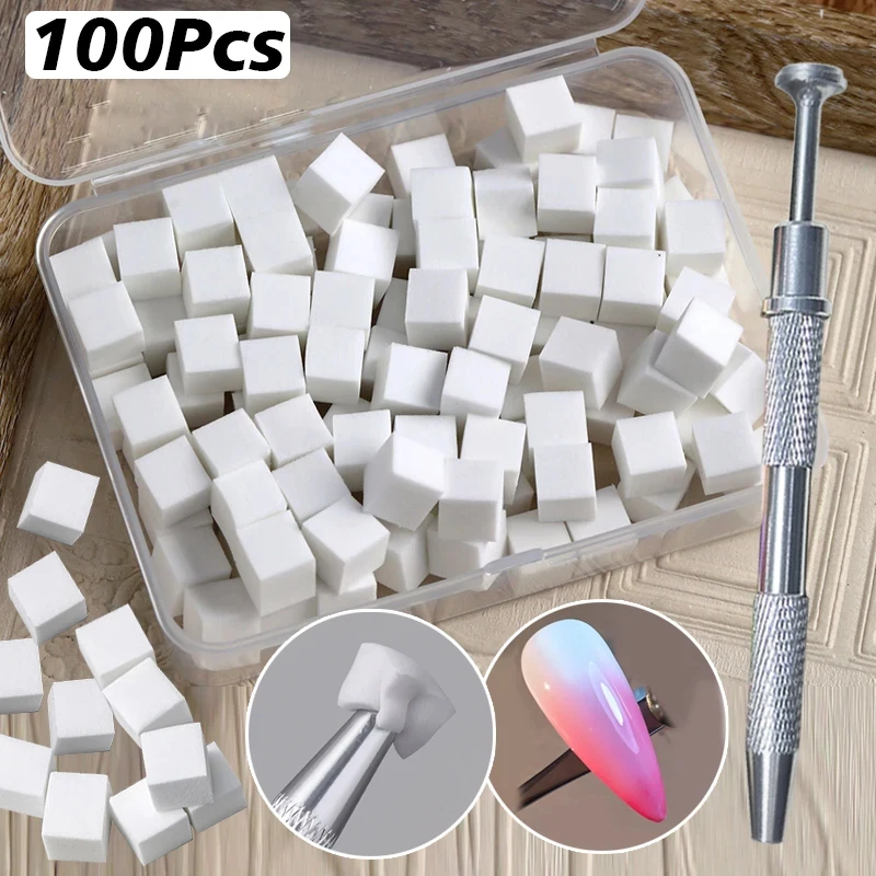 

100Pcs Square Nail Sponge Set Gradient Brushes Gel Polish DIY Design Manicure Supplies Nail Art Tools