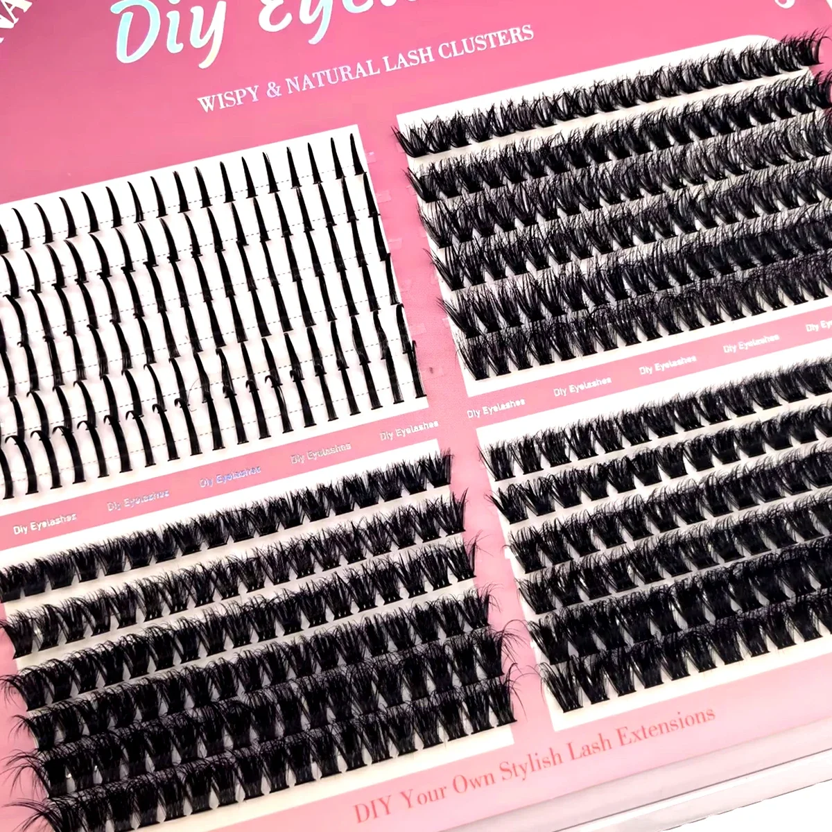 HBZGTLAD 24 Reihen DIY Wimpernbüschel, dicke Volumen-Wimpernbüschel, Wimpernverlängerung, einzelne Wimpern, untere Wimpern