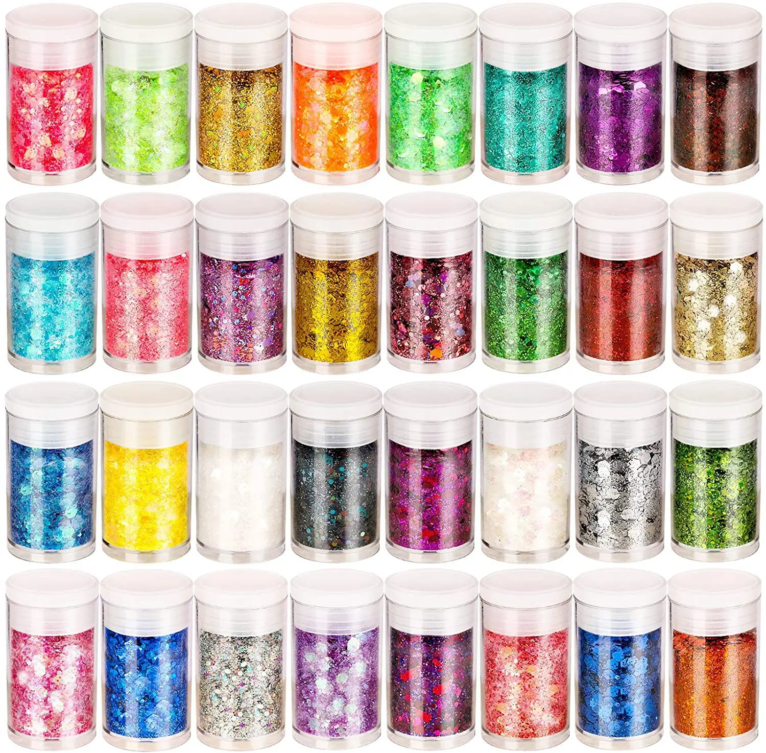 32 stuks 32 kleuren regenboog glitter dikke en fijne nagel glitter mix, nail art hars glitter glitter poeder in doe-het-zelf decoratie