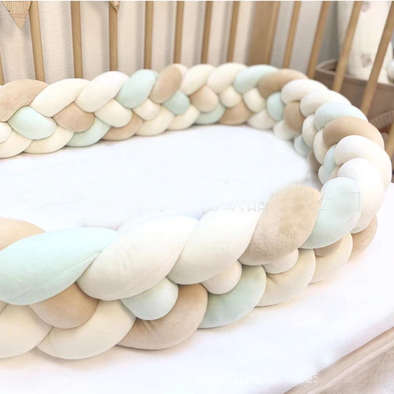 

2-4M 4 Knotted Newborn Baby Crib Bumper Cot Protector Infant Bedding Set for Babies Boys Girls Braid