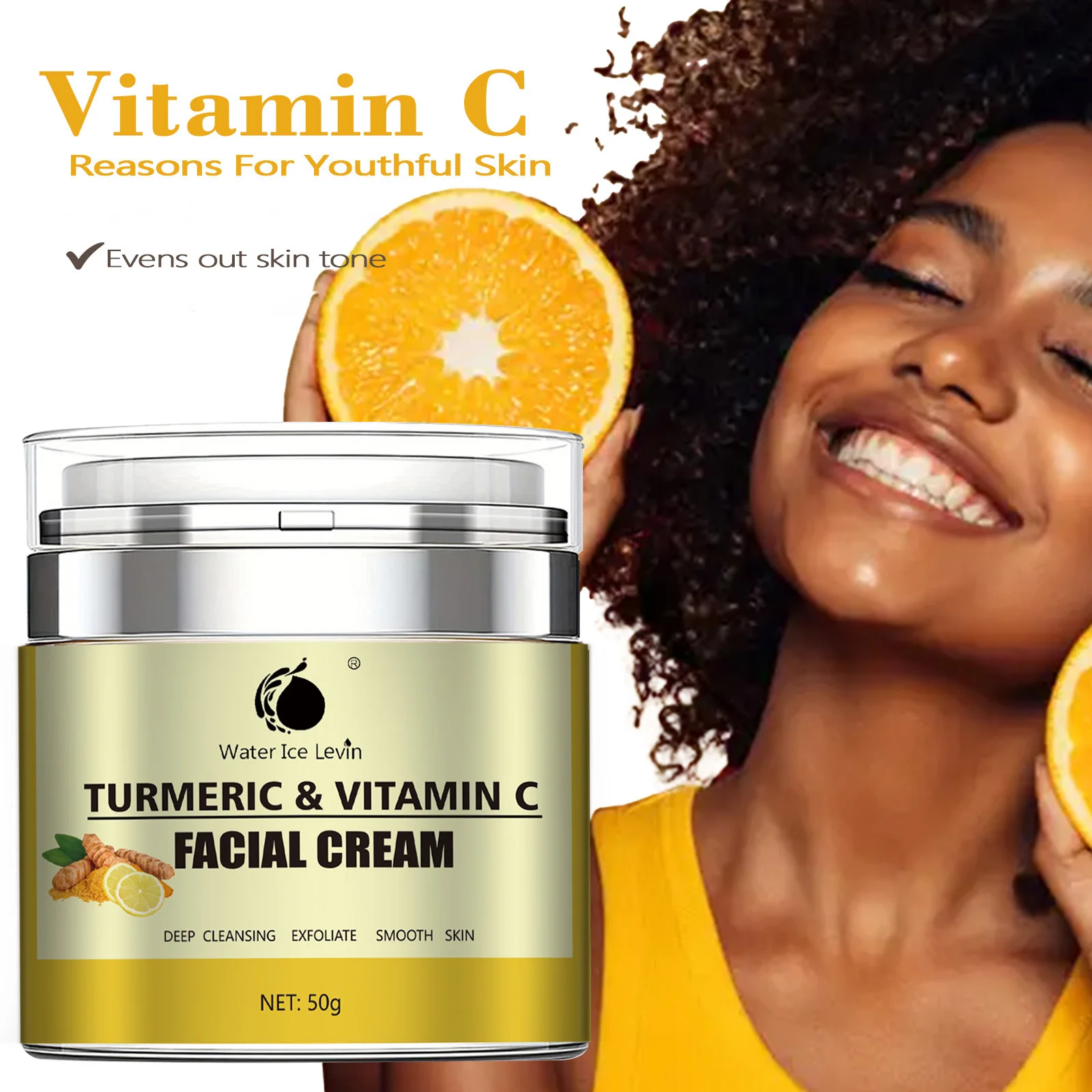 Turmeric and Vitamin C Anti-Aging Cream Moisturizing Anti-Wrinkle Collagen Hyaluronic Acid Cream Skin Care Cosmetics 50 ML