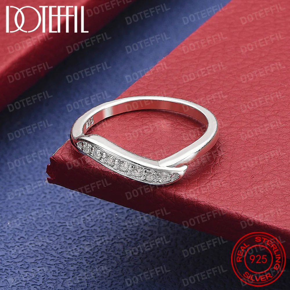 

925 Sterling Silver Twisted AAA Zircon Ring For Women Fashion Wedding Engagement Party Gift Charm Jewelry