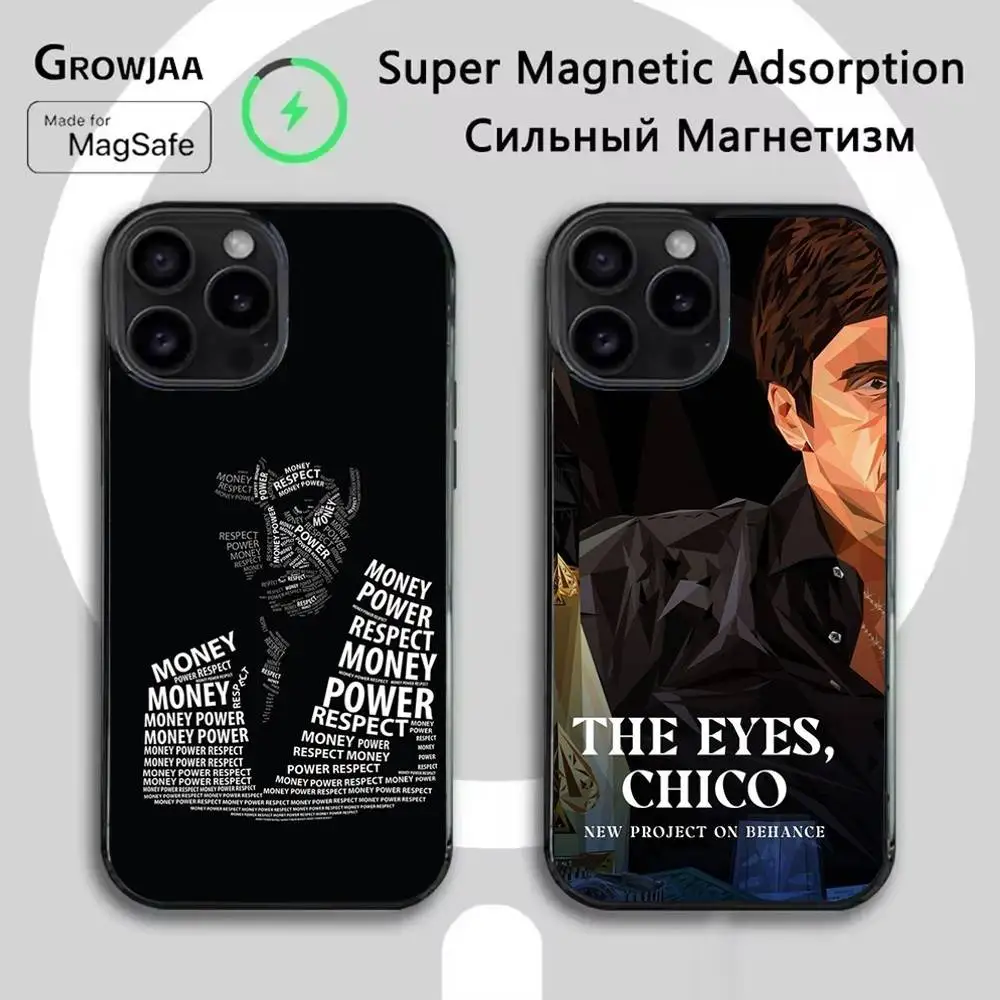 

Чехол для телефона S-Scarface из фильма 1983 года для iPhone 16e, 16, 15,14,13,12, 11, Plus, Pro, Max, Mini Magsafe с магнитной беспроводной зарядкой