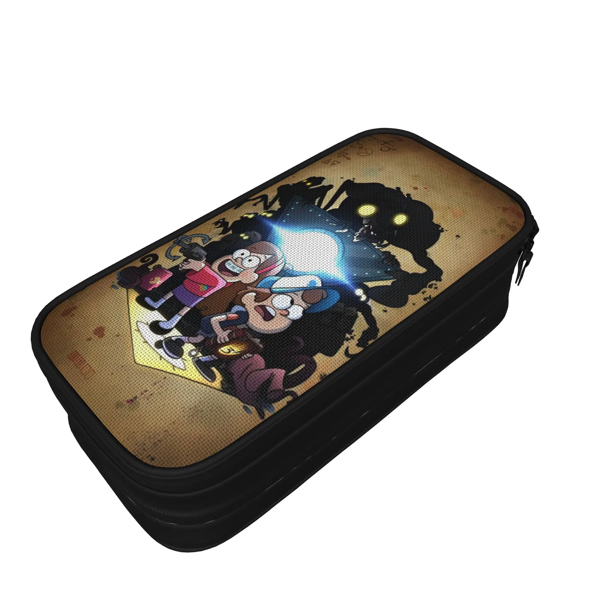 G-Gravity Falls Pencil Case  Boy Girl Vintage Pen Box Custom DIY School Pencil Cases Stationery Organizer Birthday Present