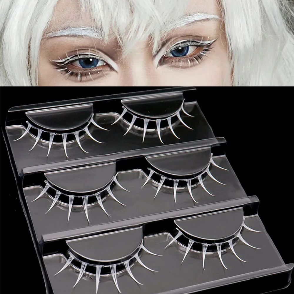 5 pares de pestañas postizas de Color blanco COS pestañas de hadas Cosplay extensión de pestañas de ojos cómicas ojos húmedos cosméticos de aspecto espectacular