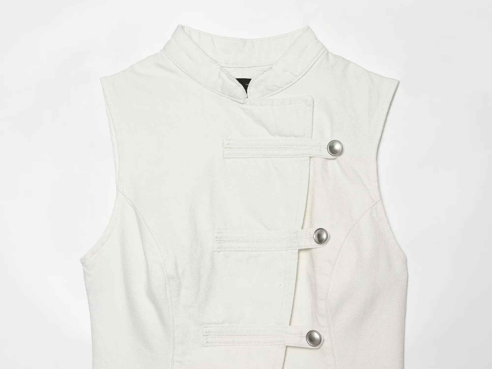 TFMLN Elegante Damen-Weste mit Stehkragen, ärmellos, Sommer-Mode, High-Street-Stil, unregelmäßige Einreiher-Tanktops, Neu 2026 – Detail 11