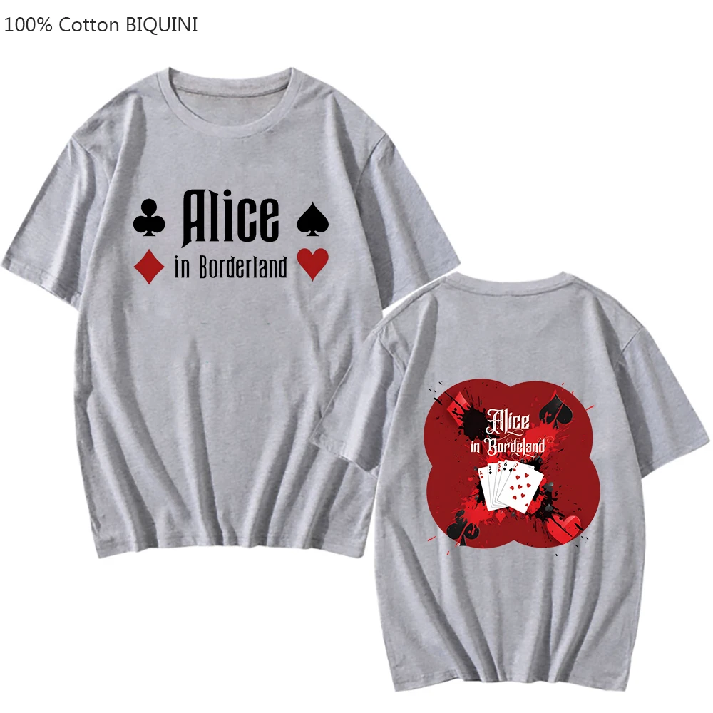 Alice In Borderland  Emblem Aesthetic Tshirt Men T Shirts Harajuku Anime T-shirt Four Seasons Handsome Short Sleeve 100% Cotton