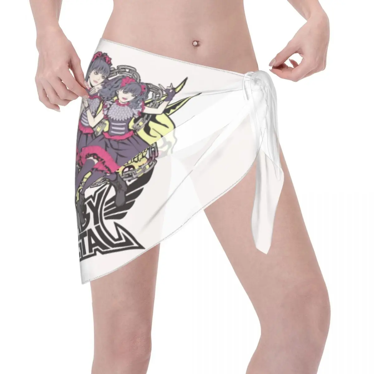 Benutzerdefinierte für Bademode Babymetal Frauen kurze Sarongs Strand Wrap Frauen Strand Bikini Wrap Pop Musik Star Sarongs Badeanzug Coverup