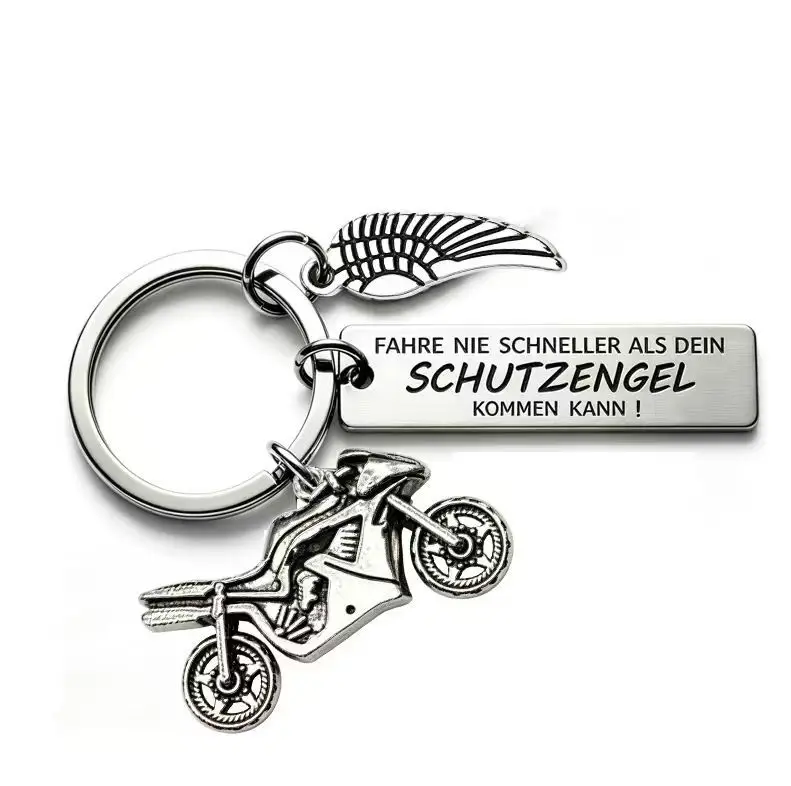 Motorcycle Guardian Angel Wing Charm Keychain Gift  Motorcycle Key Ring ,Gift for Motorcycle Lovers