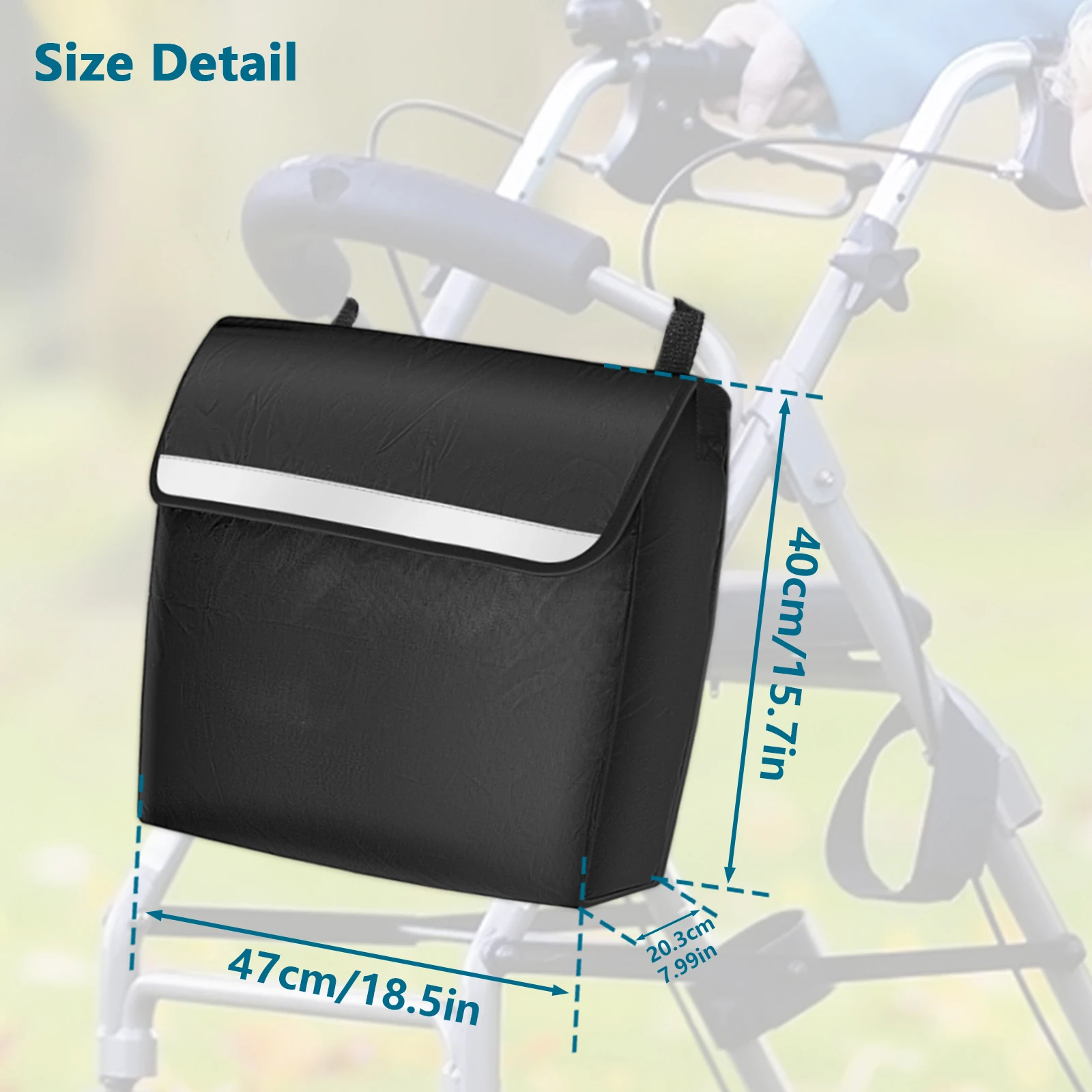 Wheelchair Bag Waterproof Wheelchair Pouch with Secure Reflective Strip  Large Capacity Multifunctional Disabled Aid Carry Bag