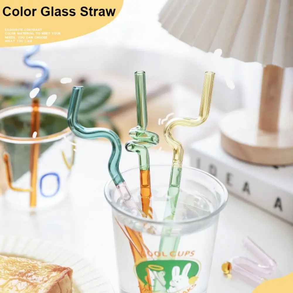 Transparent Artistry Glass Straws Reusable Straws Heat Resistant Glass Straw Drinking Milk Tea Long Stem Glass Staw Wholesale