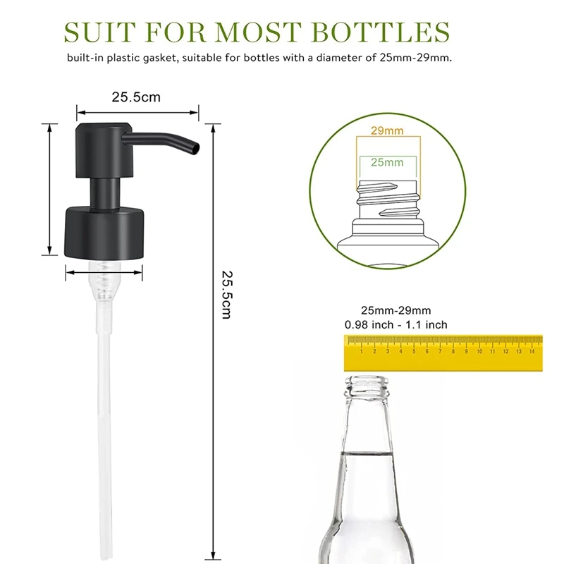 Pompe distributrice de liquide Regina en acier inoxydable, remplacement avec filetage pour buse et tube standard de taille de col 28/400, 6 pièces