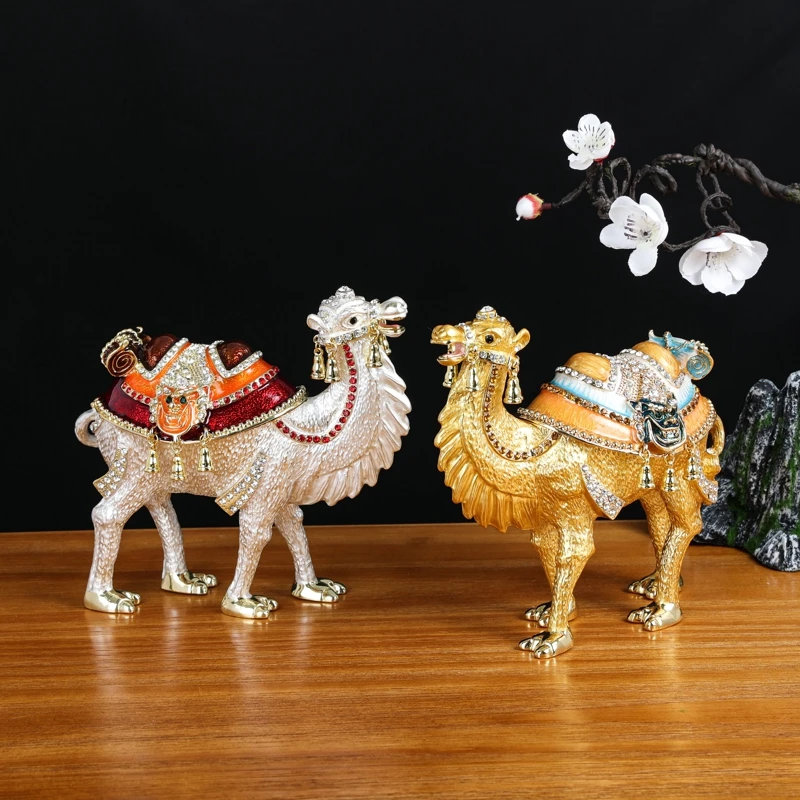 Enamel Craftsmanship Camel Jewelry Box Metal Home Decor Egypt