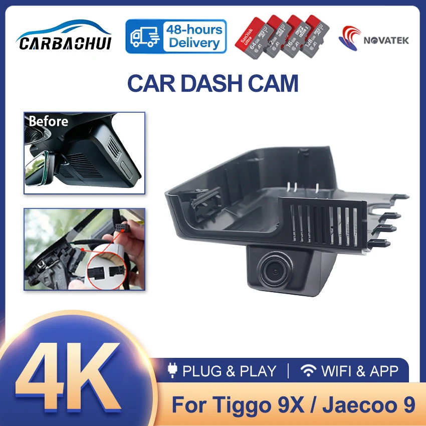 New! Dashcam For Chery Tiggo 9X Jaecoo 9 J9 Tiggo 8L Fulwin T9 Deluxe 2024-2026 4K Wifi Car DVR Dash Cam Camera, For Ebro S900