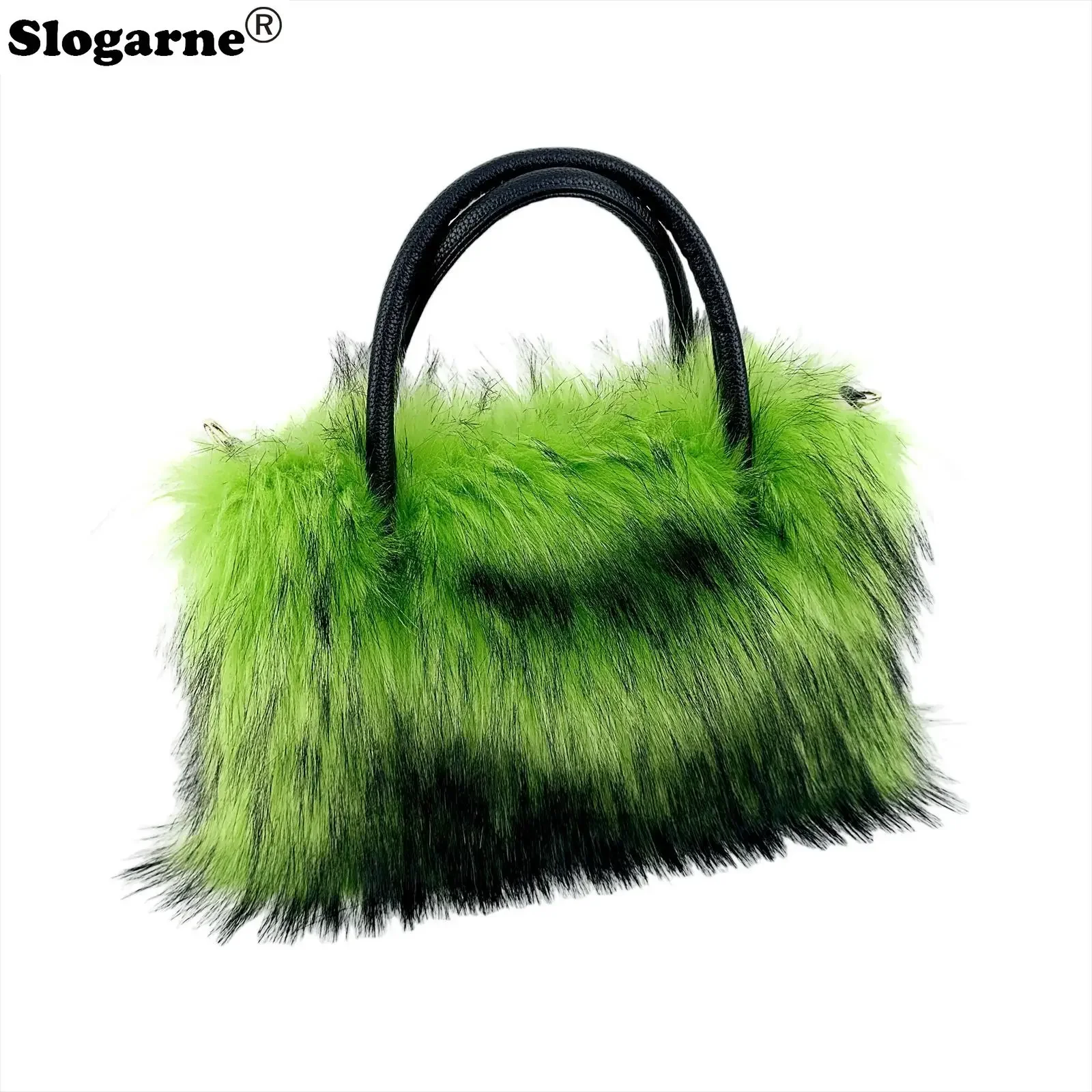 

Women Fox Fur Handbag Ladies Winter Soft Fluffy Large Capacity Tote Bag Luxury New Design Raccoon Fur Shoulder Bags Backpacks