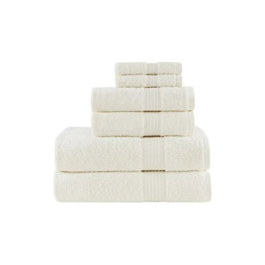 Bathroom towel set for hotel spa use, organic 100 cotton, ivory, highly absorbent and quick-dry