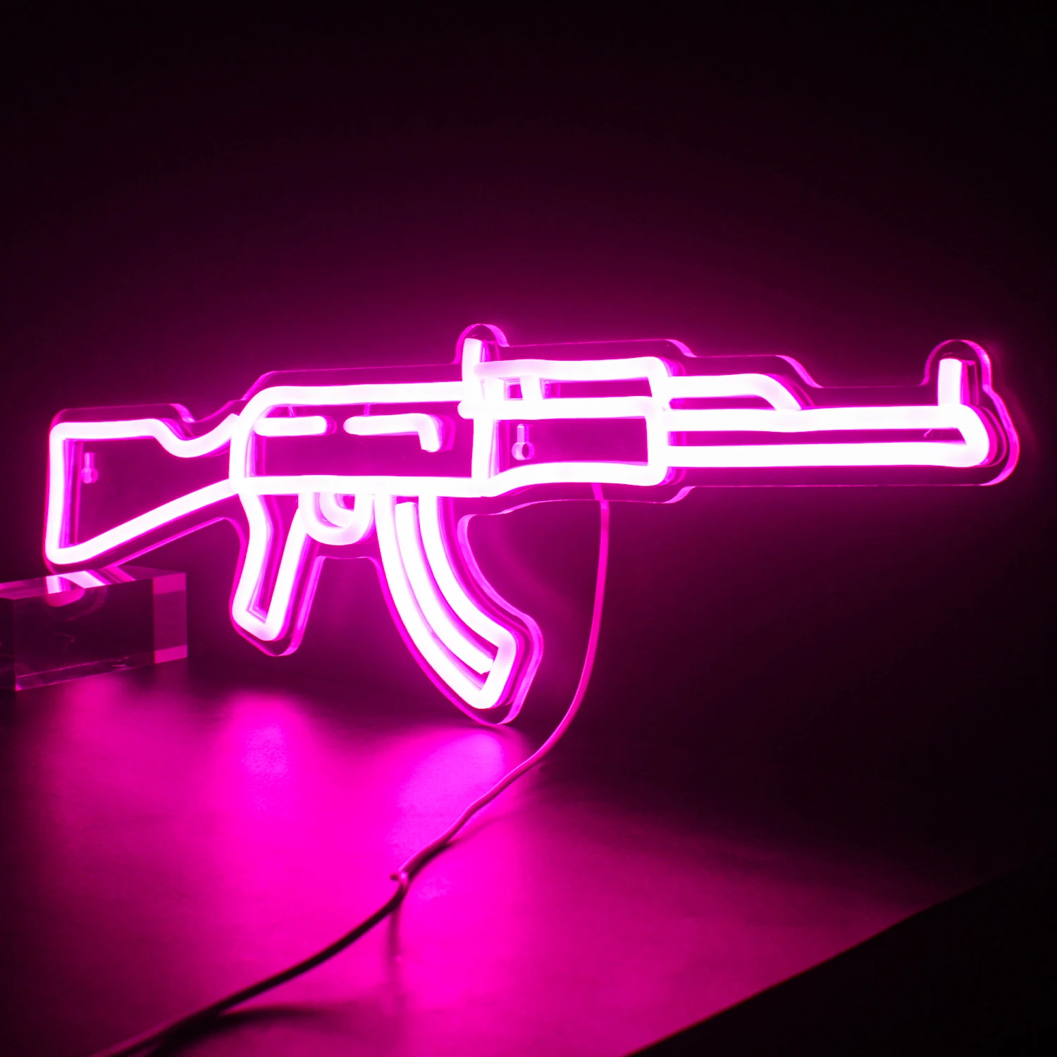 AK 47 Neon Sign Light Gun Led Light Up Sign Playground Club Cool Hanging Night Lamp Game Room Shop Man Cave Wall Art Decor