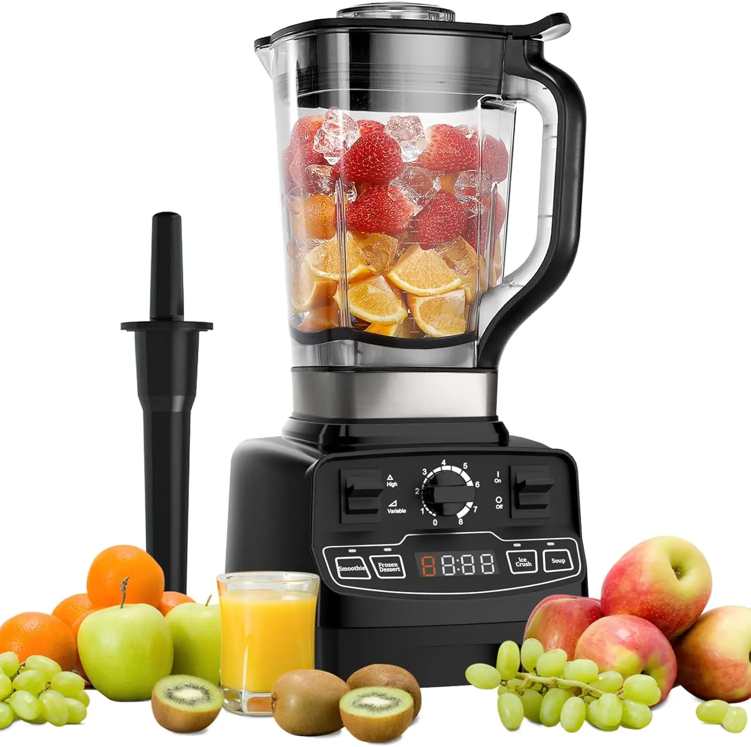 

Smoothie Blender Maker, 1450W High Performance with 4 Preset Programs, 8 Speeds Control 33000RPM High-Speed, Countdown Display,