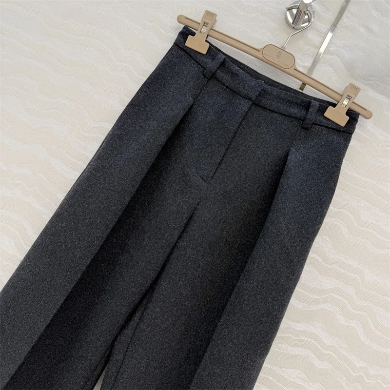 

Women's pants 2026 Spring new high waisted slim fit straight leg pants High quality wool blended women's suit pants y2k trousers