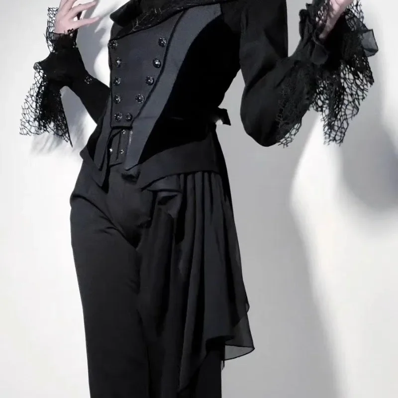 

Japanese Vintage V-neck Black Shirt Women Y2k Subculture Gothic Blouses Lolita All-match Blusas Mujer Style Punk Black Tops