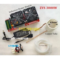 3000W 55A ZVS High Frequency Induction Heater Module Flyback Driver Heater Good Heat Dissipation + Coil +pump +Power Adapter