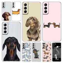 Dachshund Sausage Dog Clear Phone Case For Samsung Galaxy S24 Plus S23 FE S22 S21 S20 Ultra 5G S10 S10E S9 S8 Silicone Cover