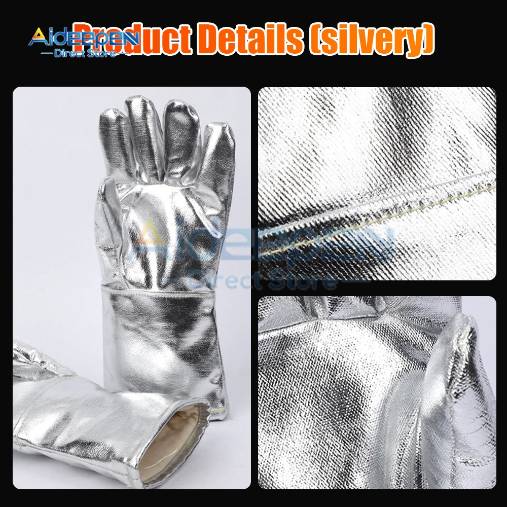 Anti-scalding Gloves Fireproof Aluminum Foil Heat Insulation Gloves Industrial Grade Oven Heat-resistant Protective Safety Glove