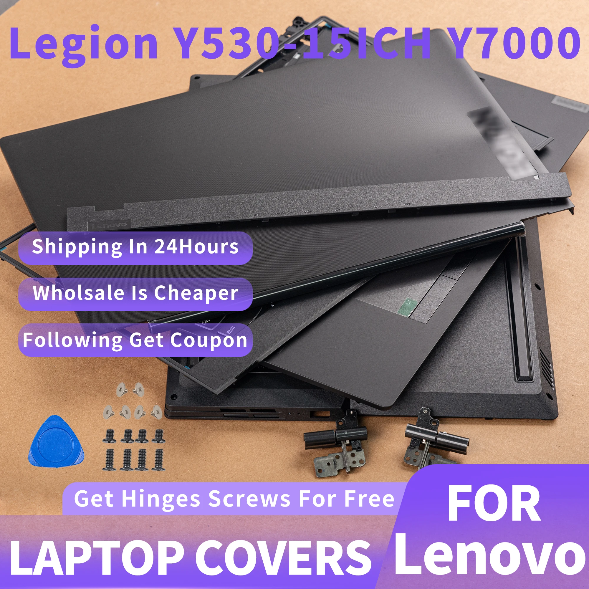 Original New For Lenovo Legion Y530 Y530-15ICH Y540-15 Y7000 LCD Back Cover Front Bezel Hinges Bottom Case Hinge Cover 15.6Inch