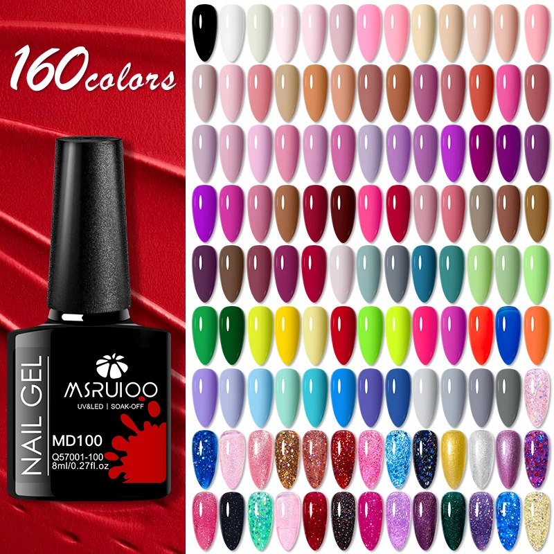 MSRUIOO-esmalte de uñas en Gel, 160 colores, 8ml, suministros para uñas, barniz para uñas, semipermanente para todas las estaciones, manicura en Gel UV/LED