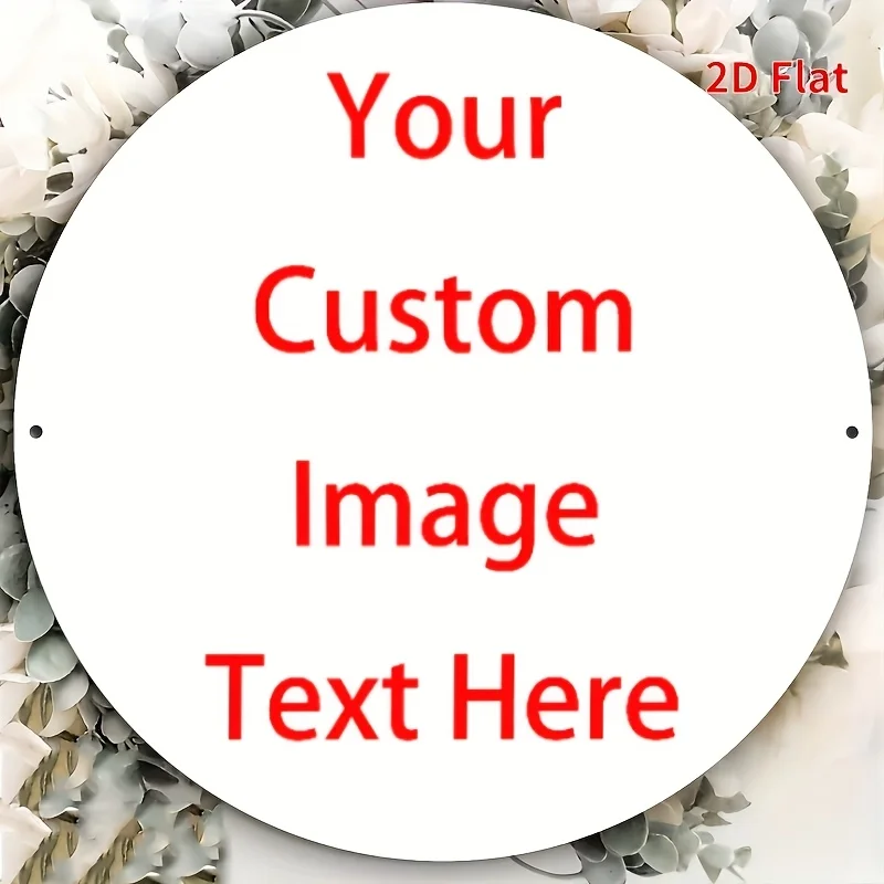 2D Flaches, Individuell UV-Bedrucktes Rundes Metallschild - Personalisierter DIY-Text/Logo/Foto - 8 Zoll (20cm) Retro Vintage Wanddekor-Scheibe für Zuhause, O – Detail 6