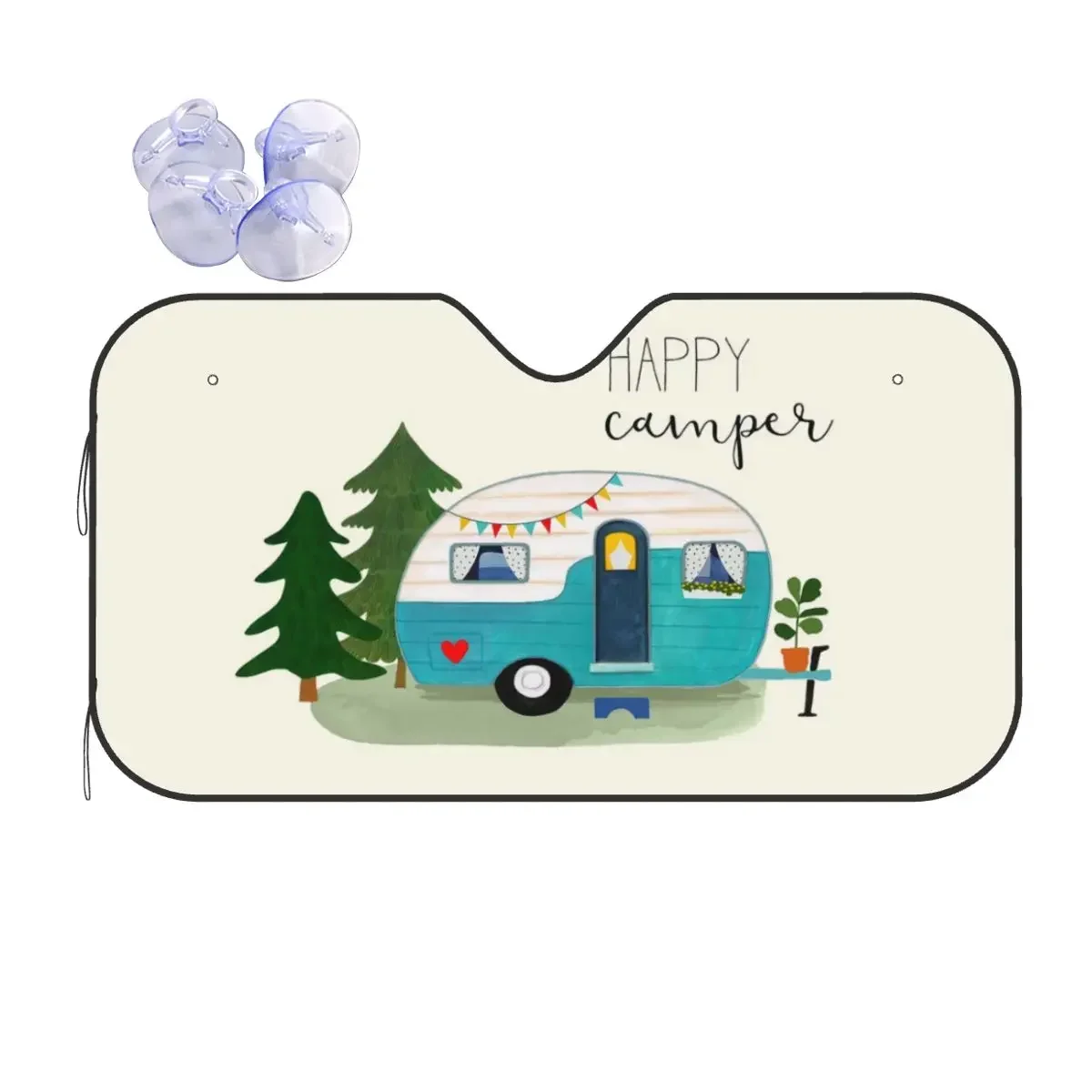 

Happy Adventure Camping Windshield Sunsha Camp Caravan Car Front Windshield Car Window Windscreen Cover Sun Sha Protect