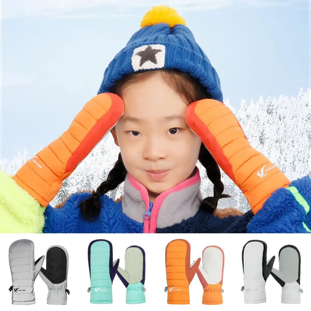 Luvas impermeáveis de esqui para crianças, luvas de neve, forro polar ideal para meninos e meninas, luvas térmicas ao ar livre, inverno