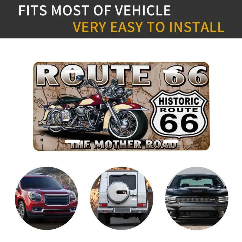 عتيق مطبوع عليه عناصر مرتبطة "ROUTE 66" لتزيين لوحات الترخيص، وألواح ترخيص السيارة، والمنزل، والحانات، والمقاهي، وديكورات المرآب