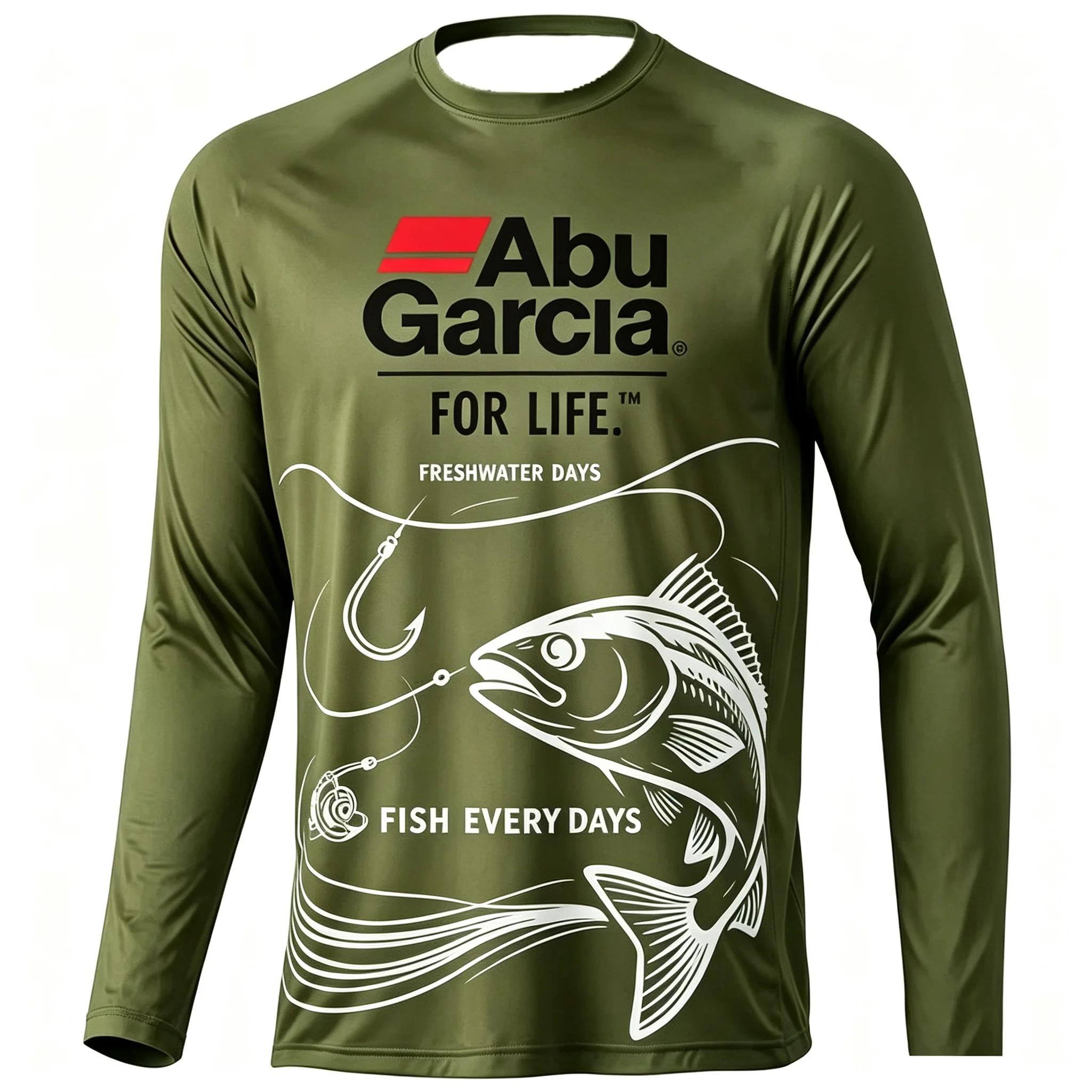 Herren Langarm-Angelhemd, lässiges Outdoor-Sportshirt mit Grafikdruck, Rundhals-Pullover, schnelltrocknendes T-Shirt – Detail 5