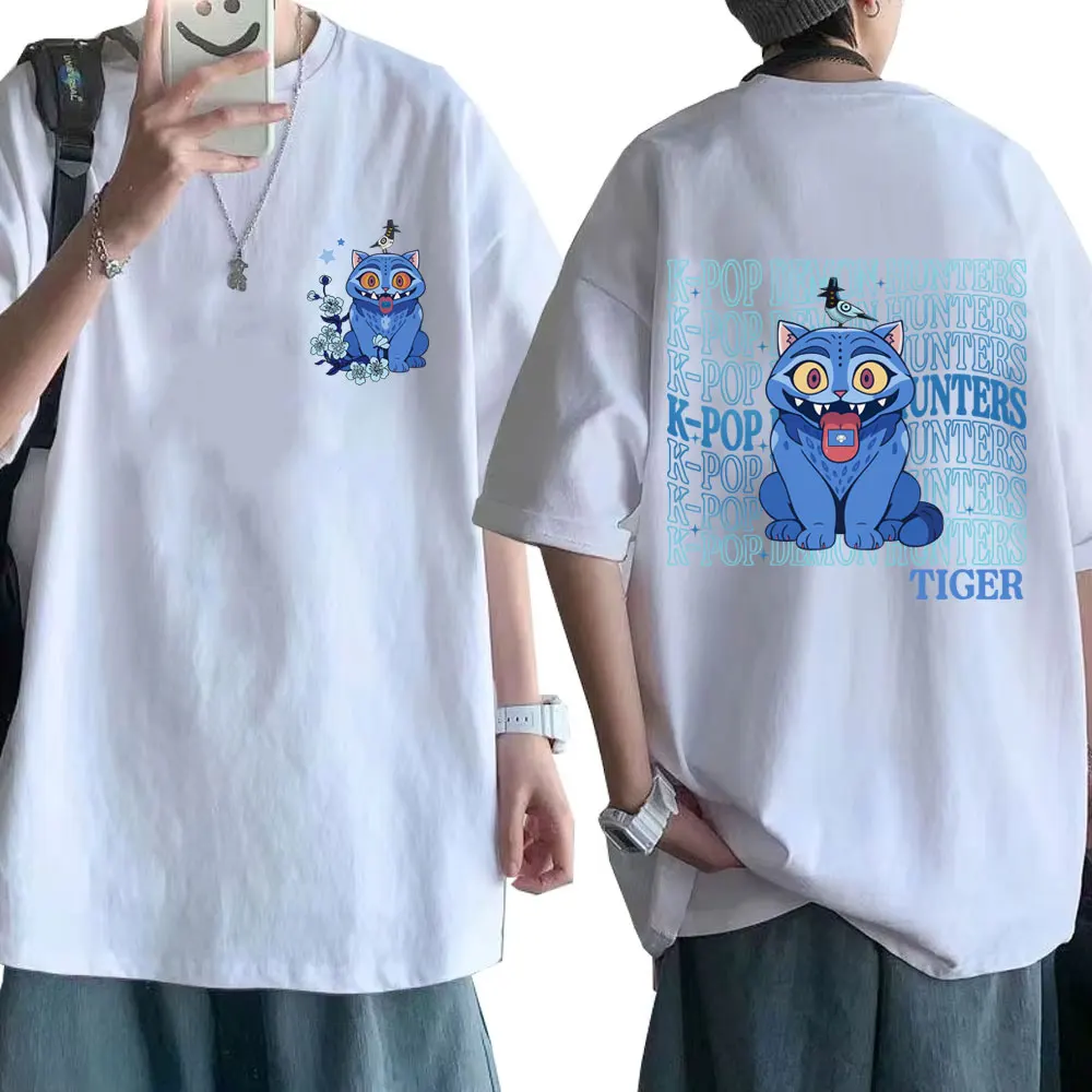 

Movie KPop Demon Hunters Derpy Tiger T-shirt Men Women Cartoon Fashion Casual T-shirts Men's Fun Oversized Short Sleeve T Shirt