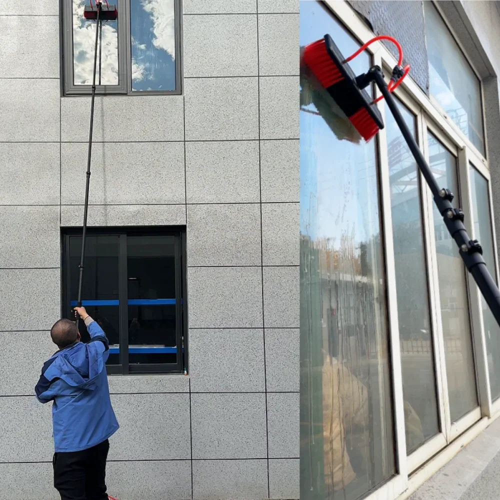 Qiyun สินค้าใหม่คาร์บอนไฟเบอร์ 50FT Telescopic Water Fed Pole ระบบทําความสะอาดหน้าต่าง