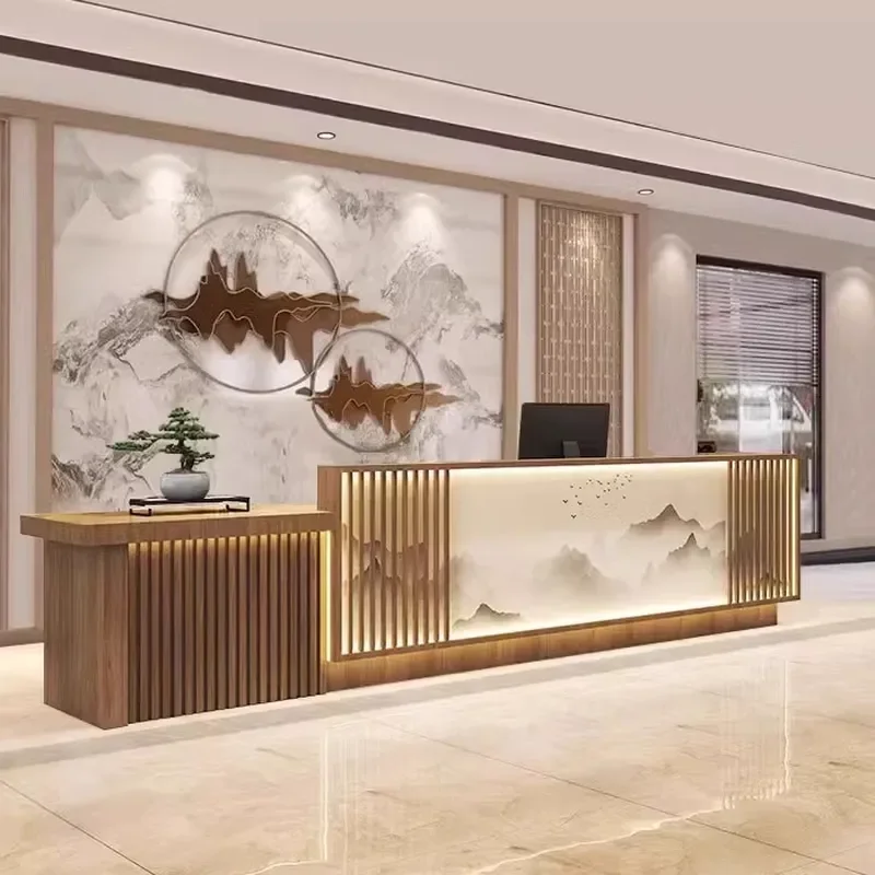 for New Chinese Style Hotel Clubhouse Front Desk Health Center Tea Shop Homestay Foot Bath Ear Cleaning Shop Reception
